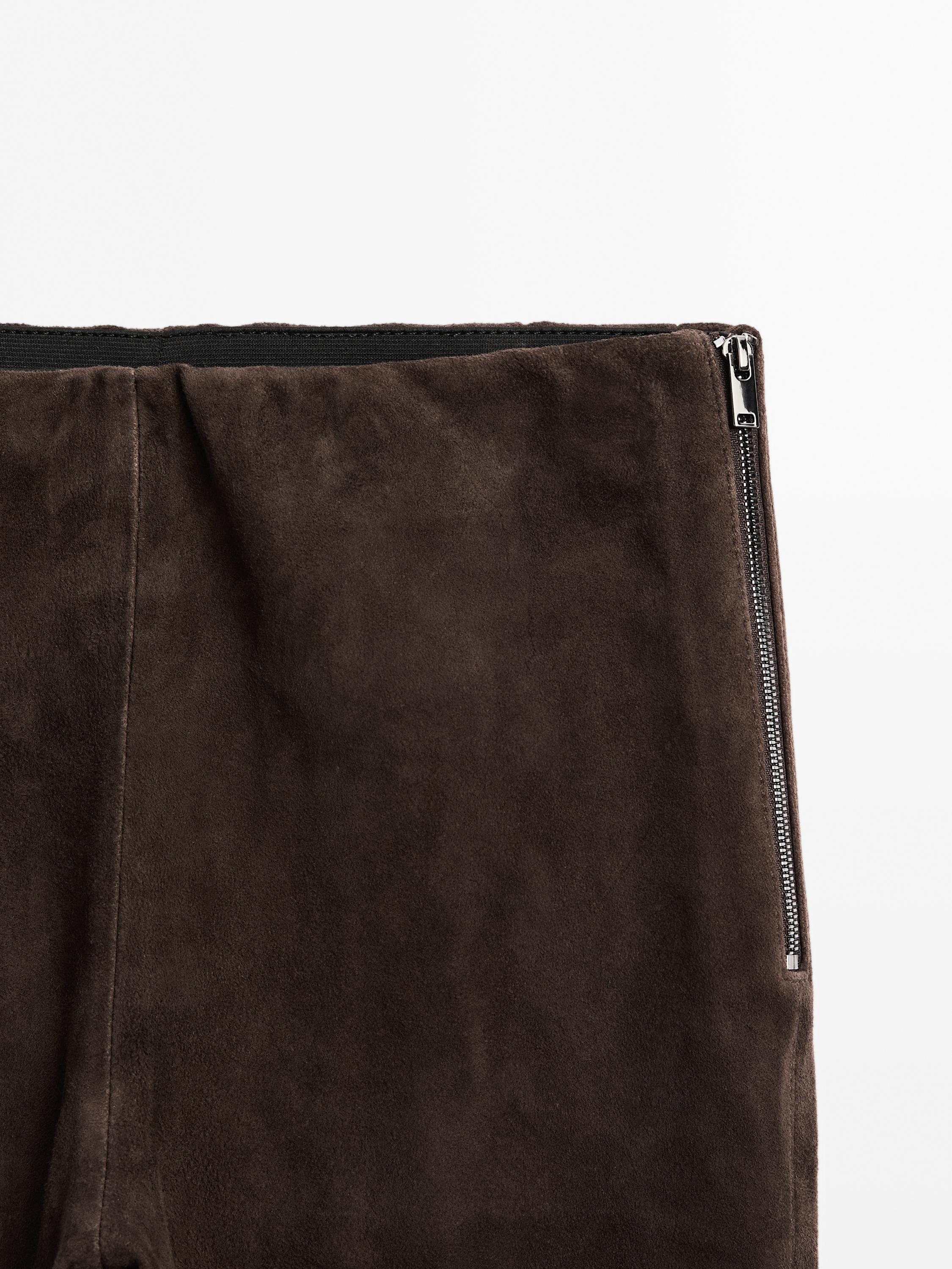 Suede leather leggings